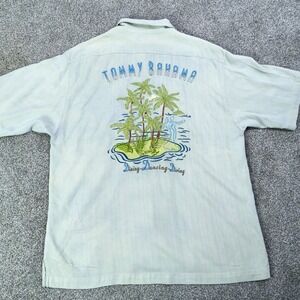 Tommy Bahama 100% Silk Hawaiian Camp Shirt Island Graphic Mens M